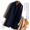 Double-sided woolen coat for women 2022 new autumn and winter, single-breasted mid-length loose and elegant thickened woolen coat Application Scenario